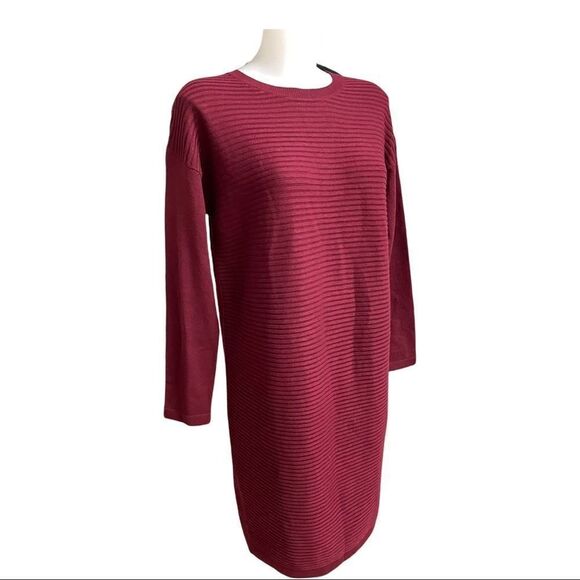 ASOS MATERNITY RIBBED KNIT SWEATER DRESS LONGSLEEVE MAROON SHIFT STRETCHY SIZE 4 - Picture 3 of 10